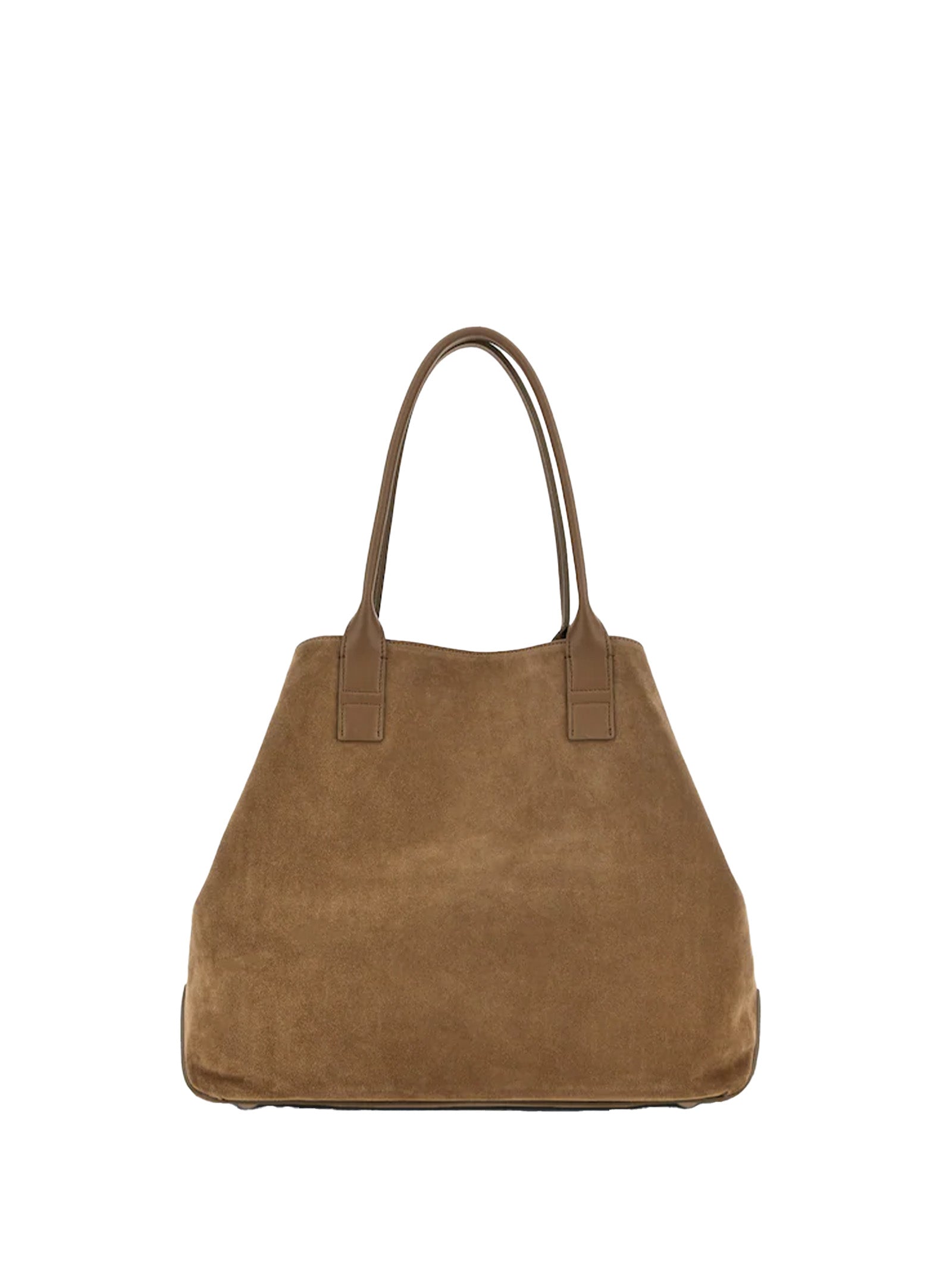 HOGAN Women's Suede Leather Shopping Handbag with Smooth Inserts