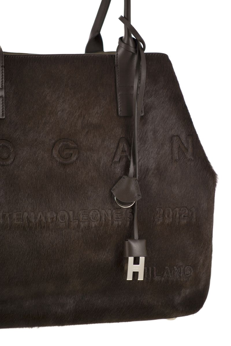 HOGAN Medium Script Shopping Handbag with Adjustable Compartment