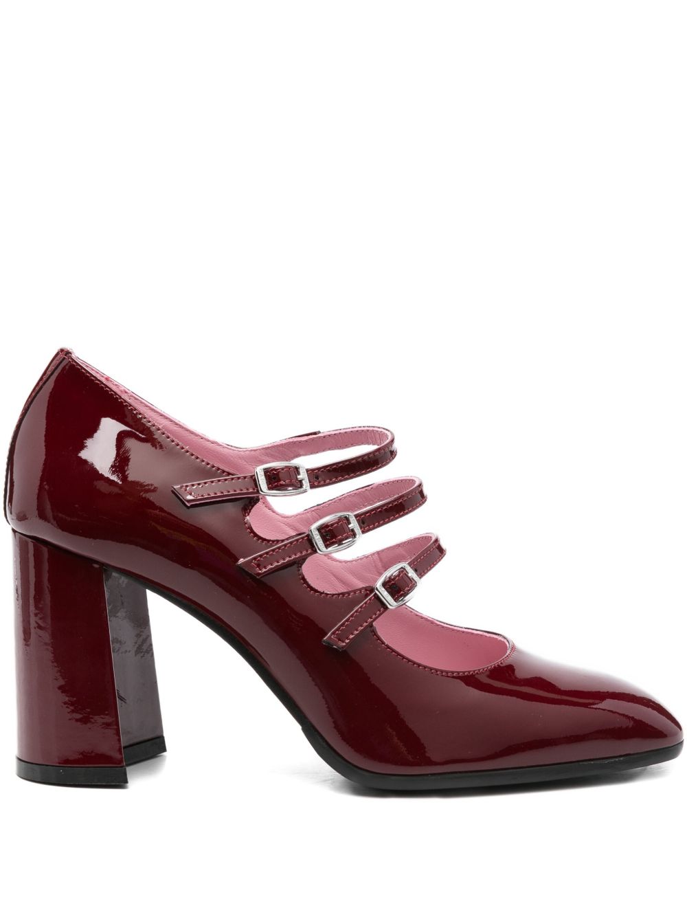 CAREL PARIS Patent Leather Pumps with Triple Buckle Fastening