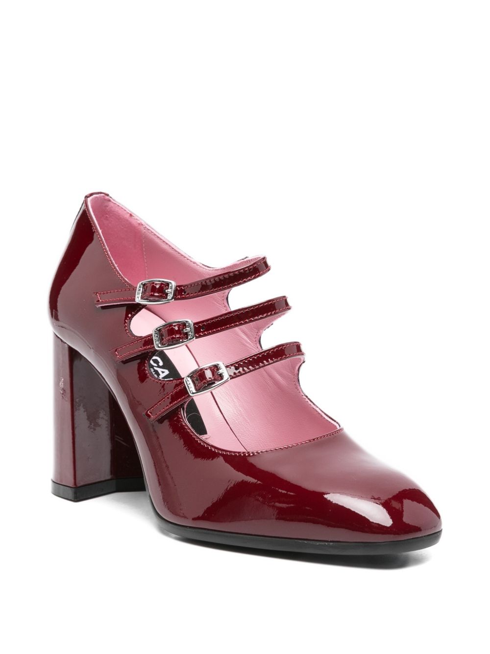 CAREL PARIS Patent Leather Pumps with Triple Buckle Fastening