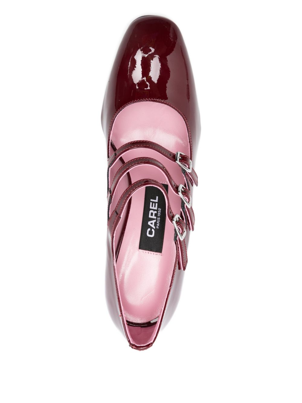 CAREL PARIS Patent Leather Pumps with Triple Buckle Fastening