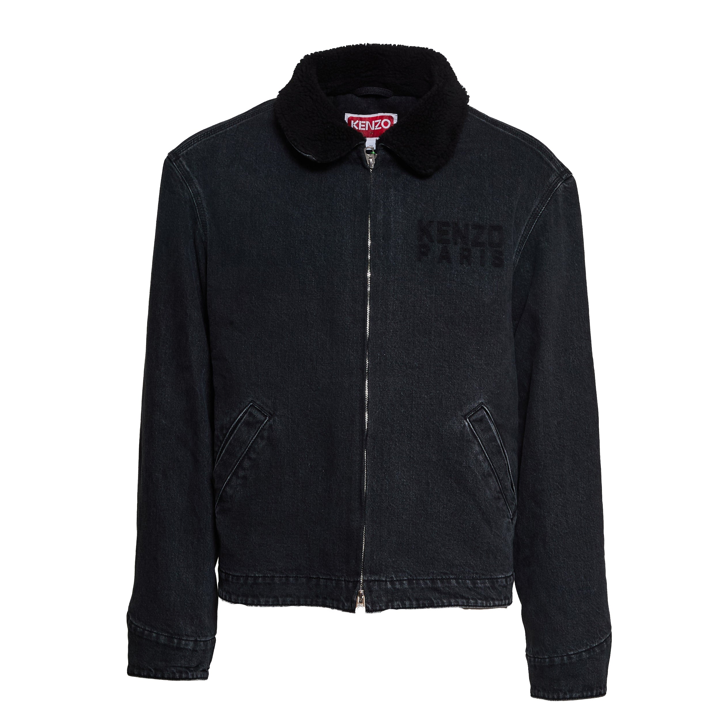 KENZO Utility Fleece Denim Jacket with Happy Tiger Embroidery