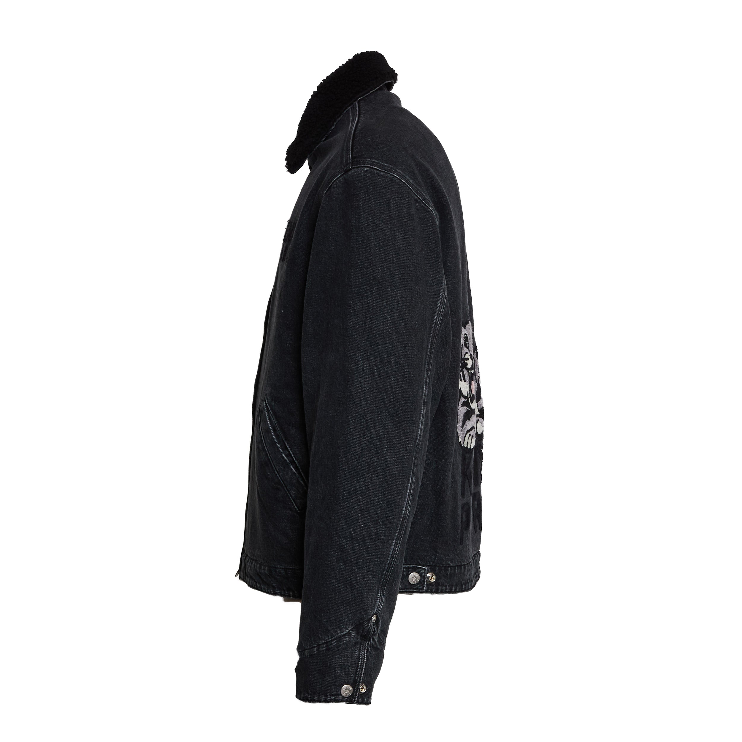 KENZO Utility Fleece Denim Jacket with Happy Tiger Embroidery