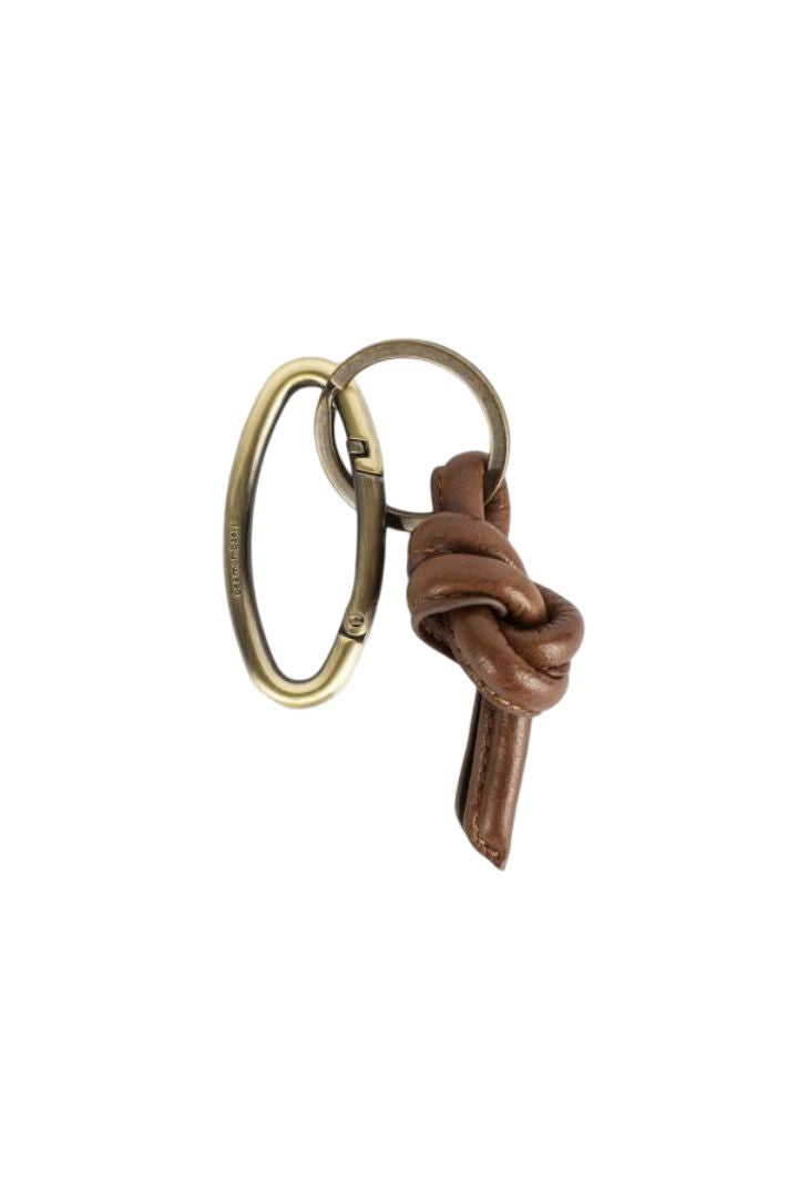 BEA MOMBAERS Cognac Leather Key Ring with Clip Hook