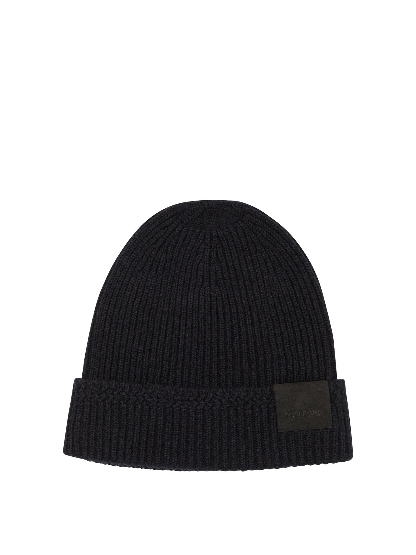 TOM FORD Ribbed Knit Beanie with Front Logo Detail