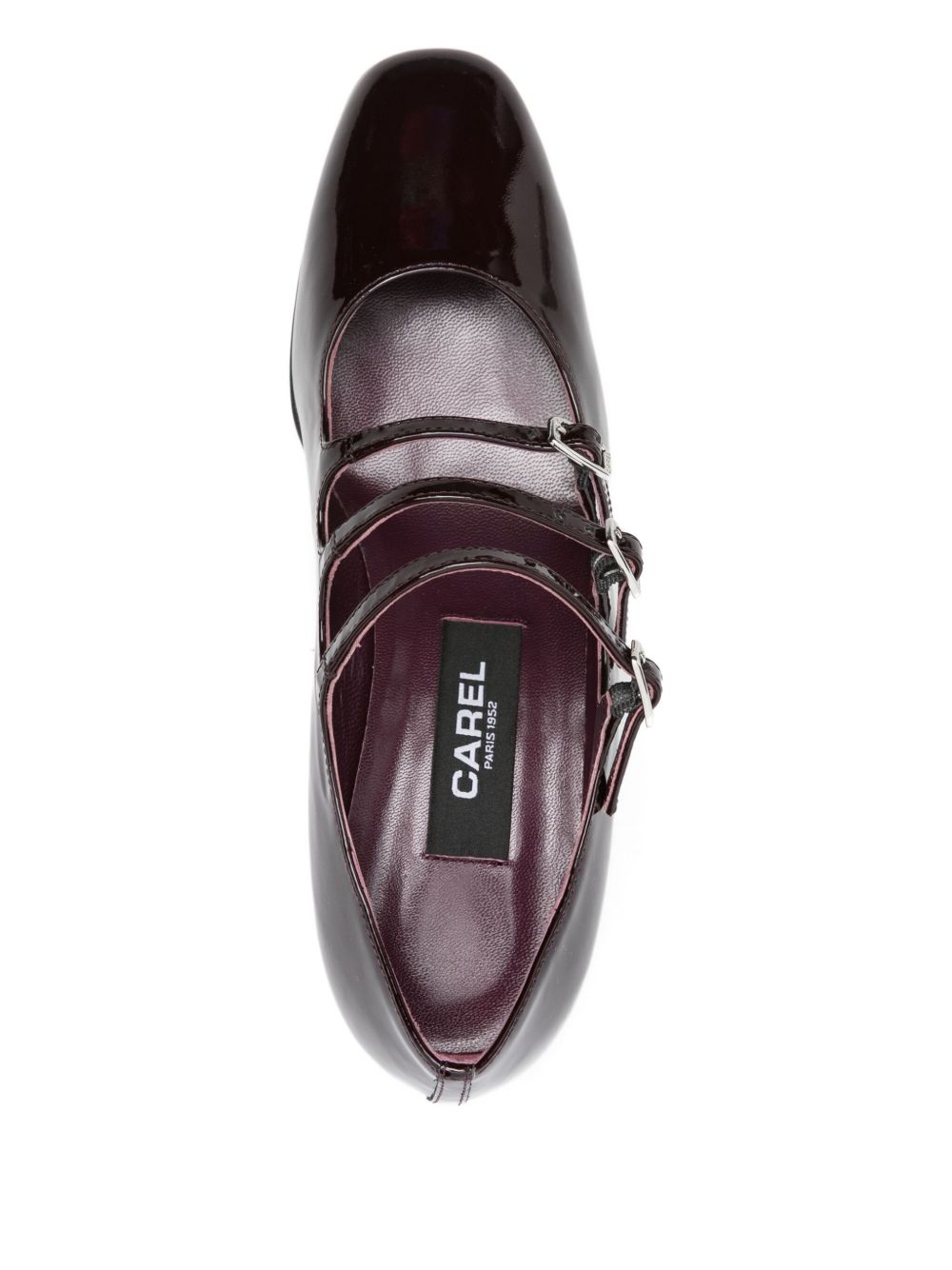 CAREL PARIS Leather Pumps with Triple Buckle Fastening and Block Heel