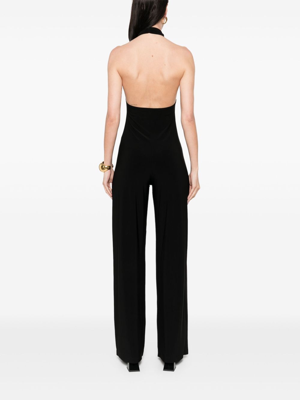 NORMA KAMALI Sleeveless Long Jumpsuit with Crossover Strap Detail and Cut-Outs