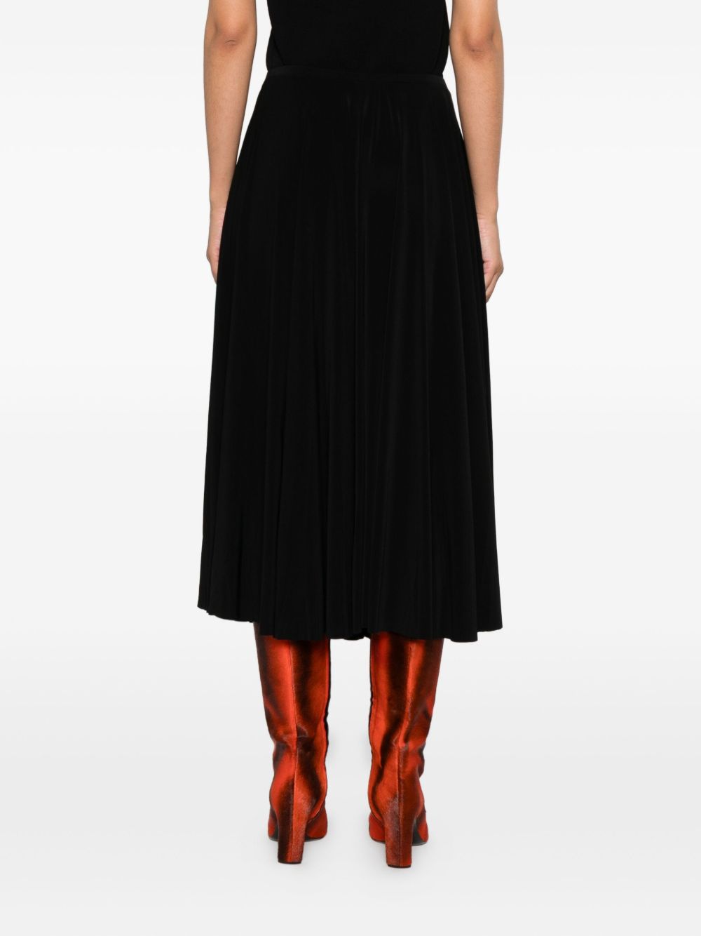 NORMA KAMALI Pleated Midi Skirt with High Waist Design