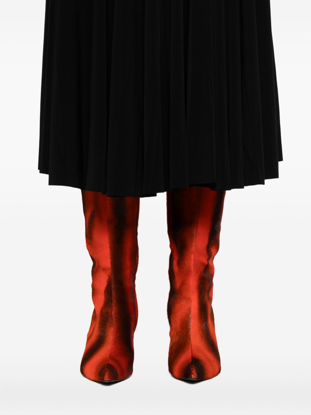 NORMA KAMALI Pleated Midi Skirt with High Waist Design