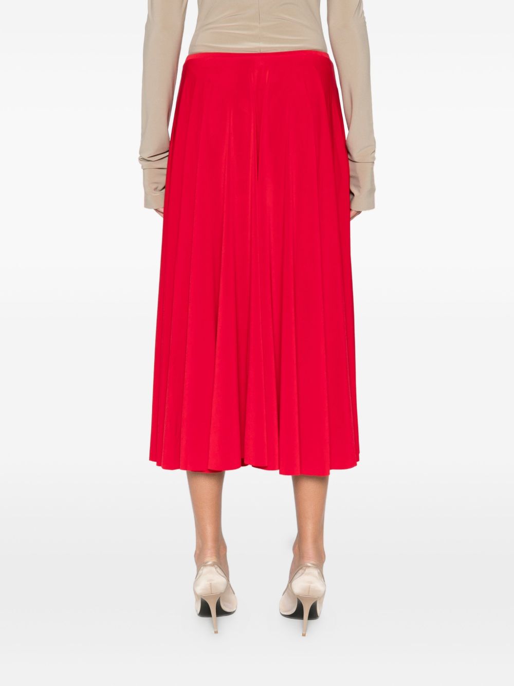 NORMA KAMALI Pleated Midi Length A-Line Skirt