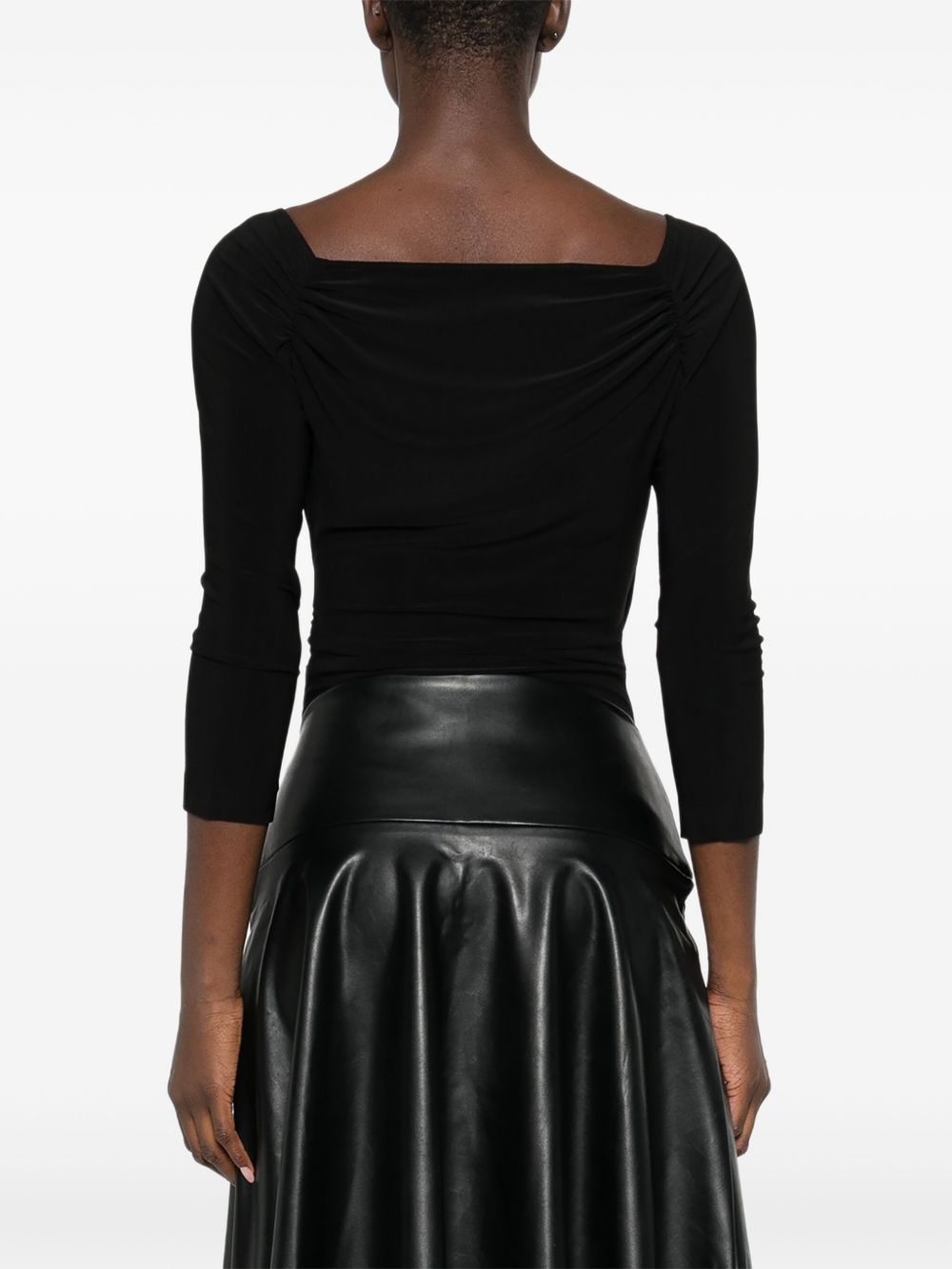 NORMA KAMALI Off Shoulder Draped Bodysuit with Three-Quarter Sleeves