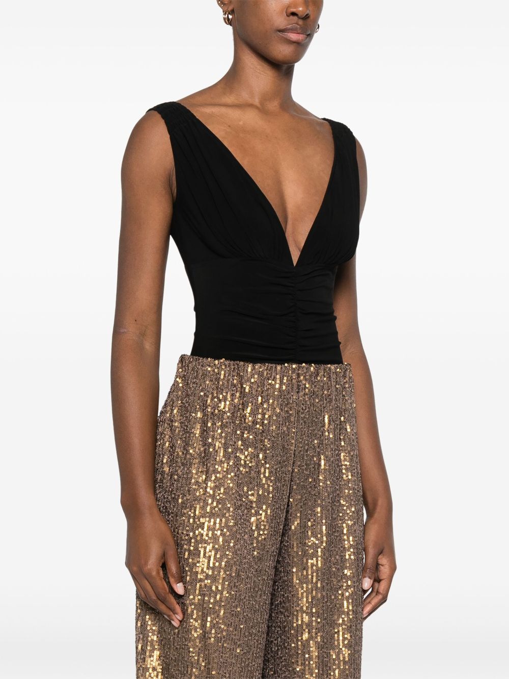 NORMA KAMALI V-Necked Mini Bodysuit