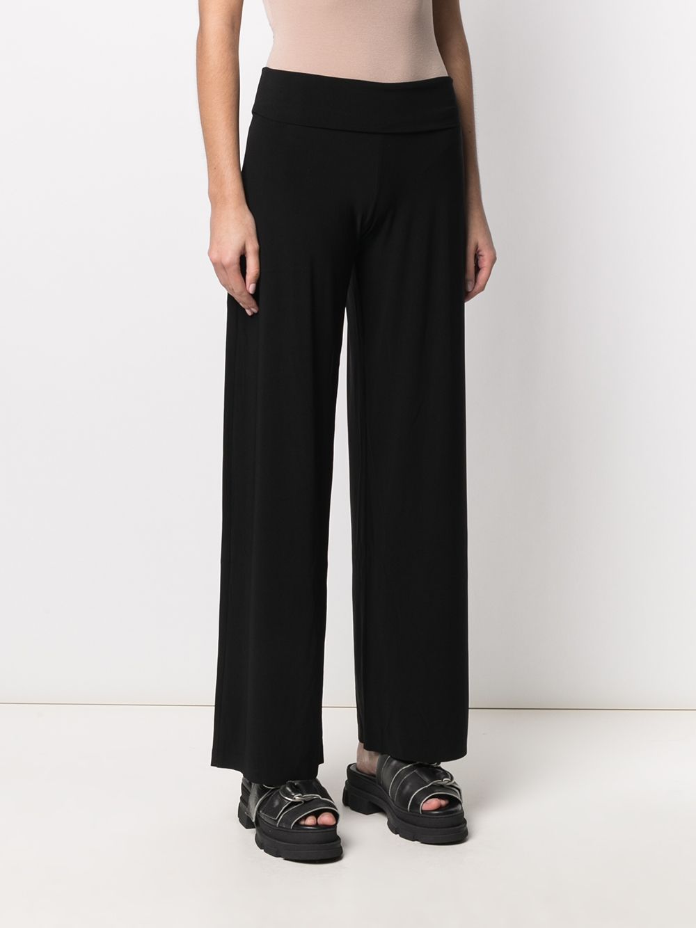 NORMA KAMALI Mid-Rise Wide Leg Ankle-Length Trousers