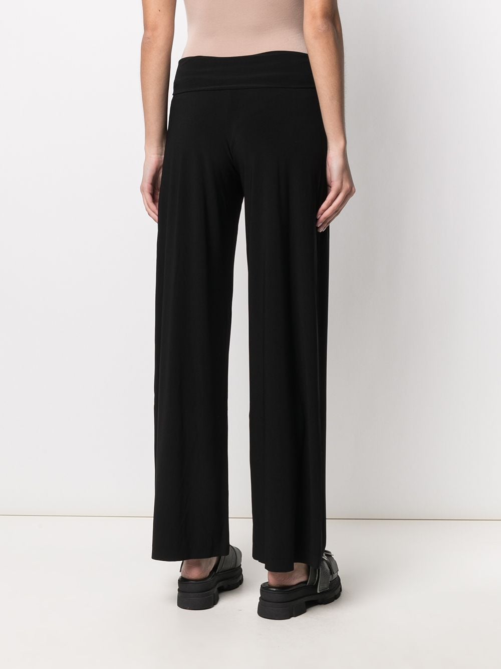 NORMA KAMALI Mid-Rise Wide Leg Ankle-Length Trousers