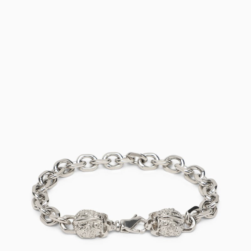 EMANUELE BICOCCHI 925 Silver Skull Chain Bracelet