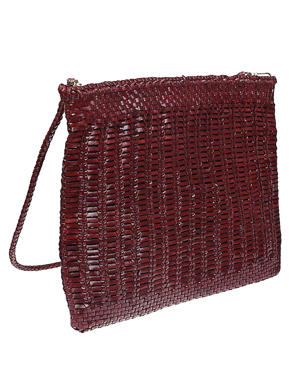 VIPERA Woven Pattern Leather Handbag with Removable Shoulder Strap