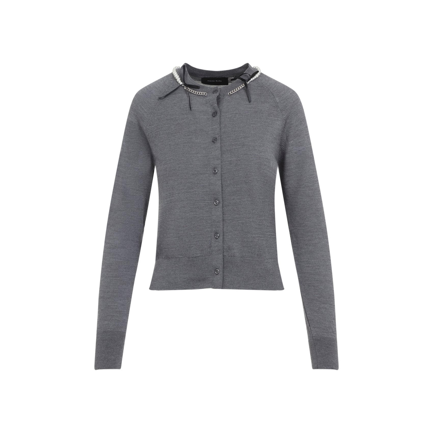 SIMONE ROCHA Classic Long Sleeve Cardigan with Embroidery