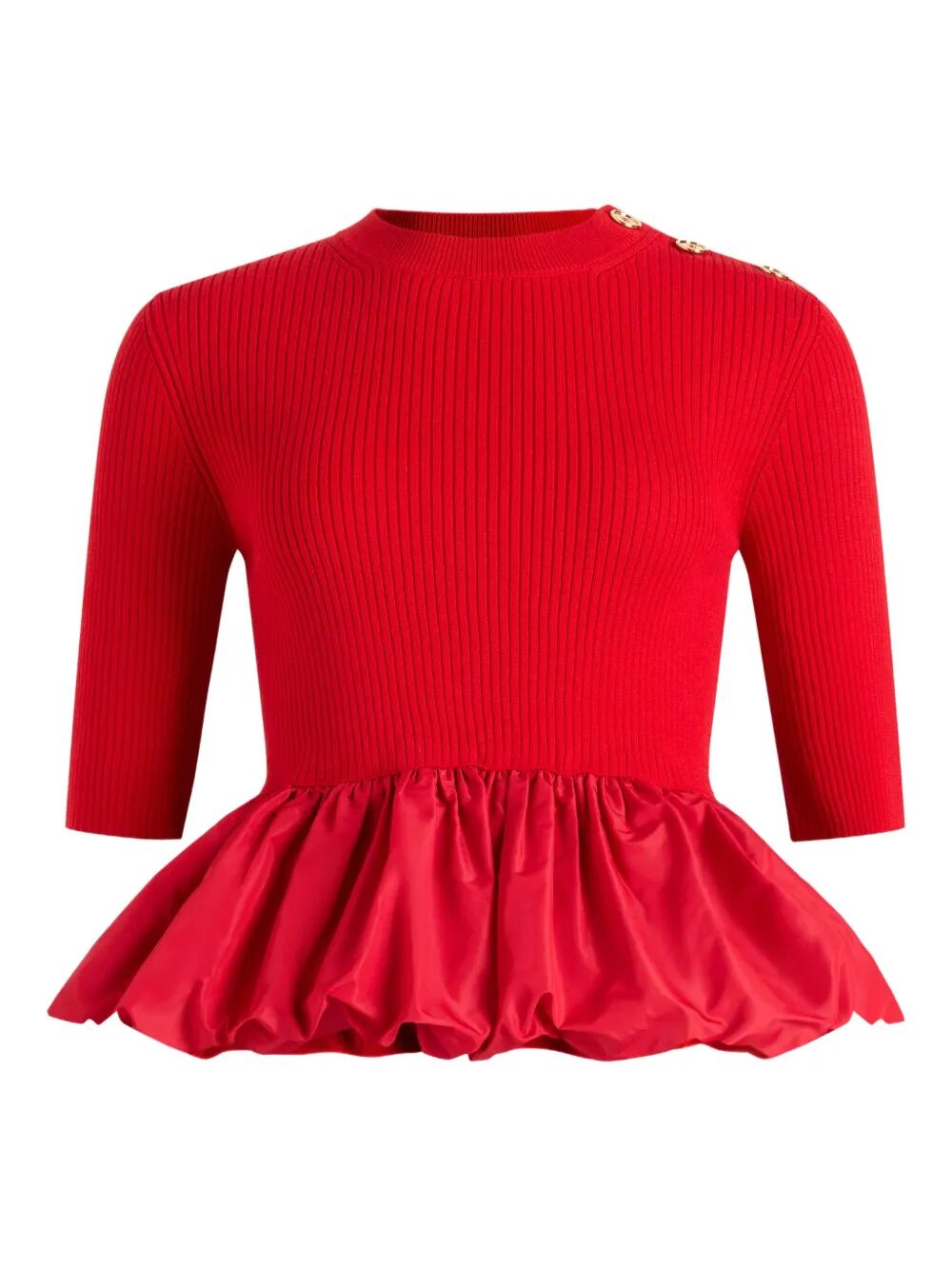PATOU Ruffle Hem Ribbed Jumper in Wool