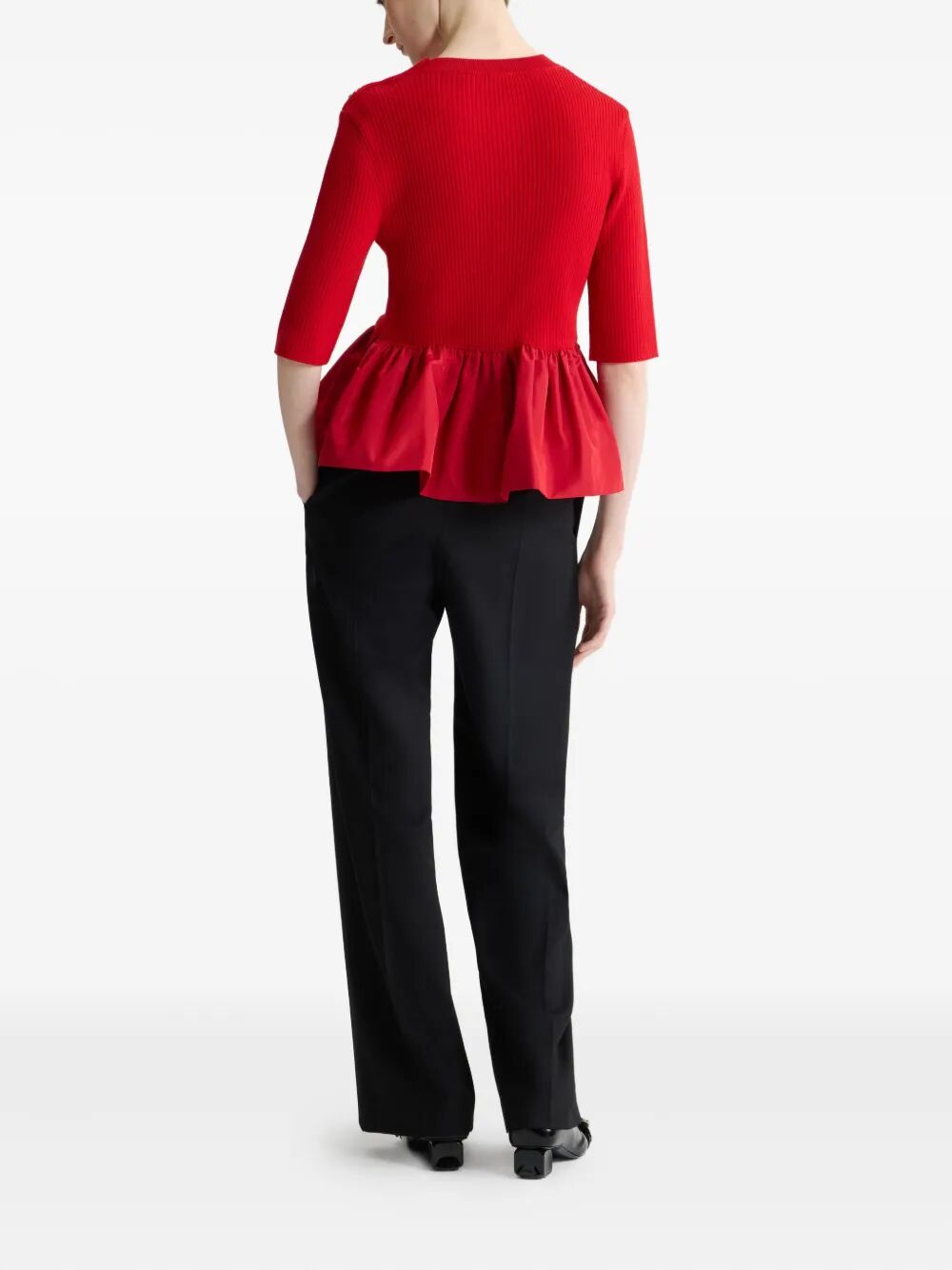 PATOU Ruffle Hem Ribbed Jumper in Wool