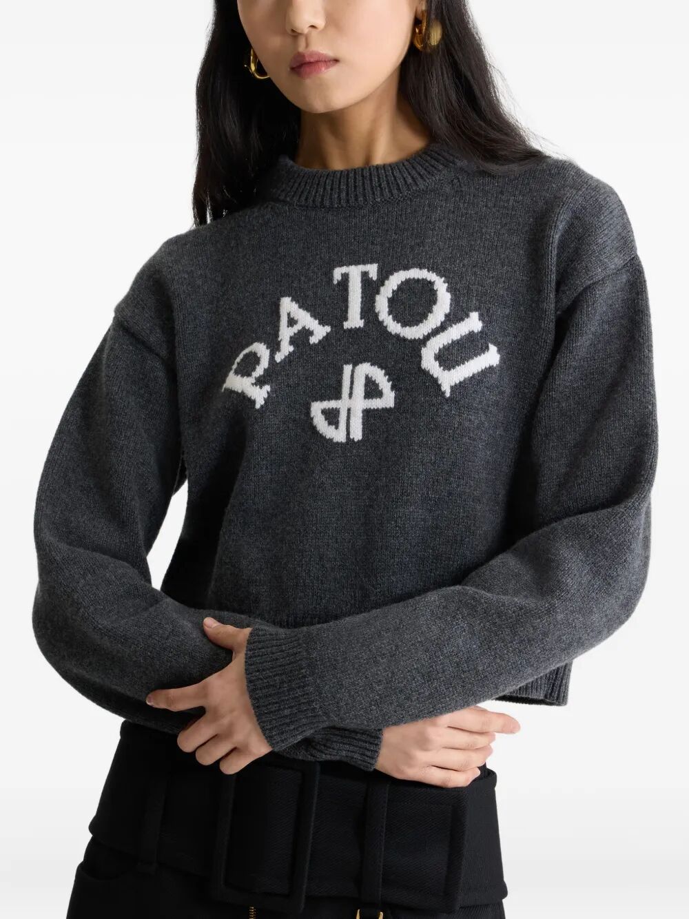 PATOU Logo and Monogram Intarsia Wool and Cashmere Jumper