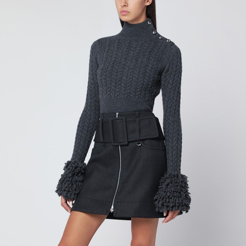 PATOU Fringed Mock Neck Sweater