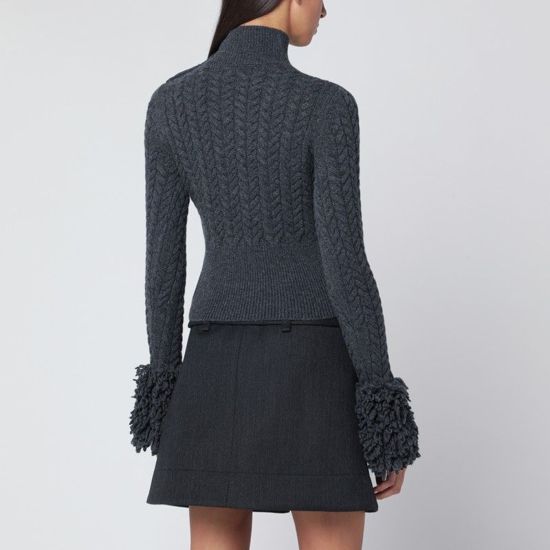 PATOU Fringed Mock Neck Sweater