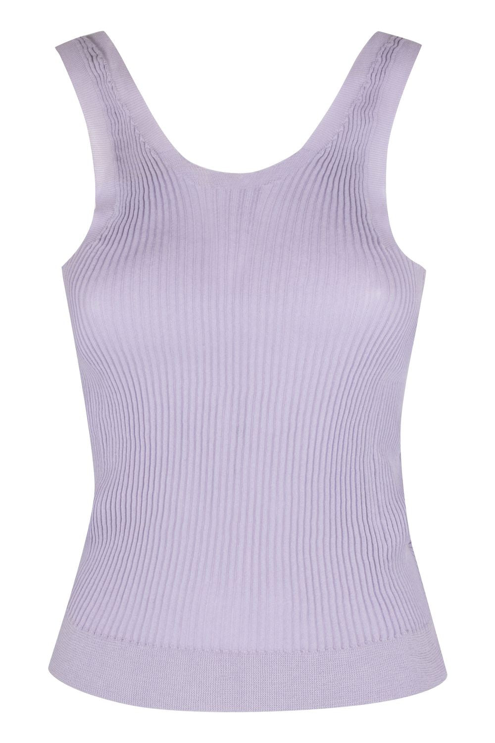 CECILIE BAHNSEN Ribbed Knit Top with Bow Back Fastening