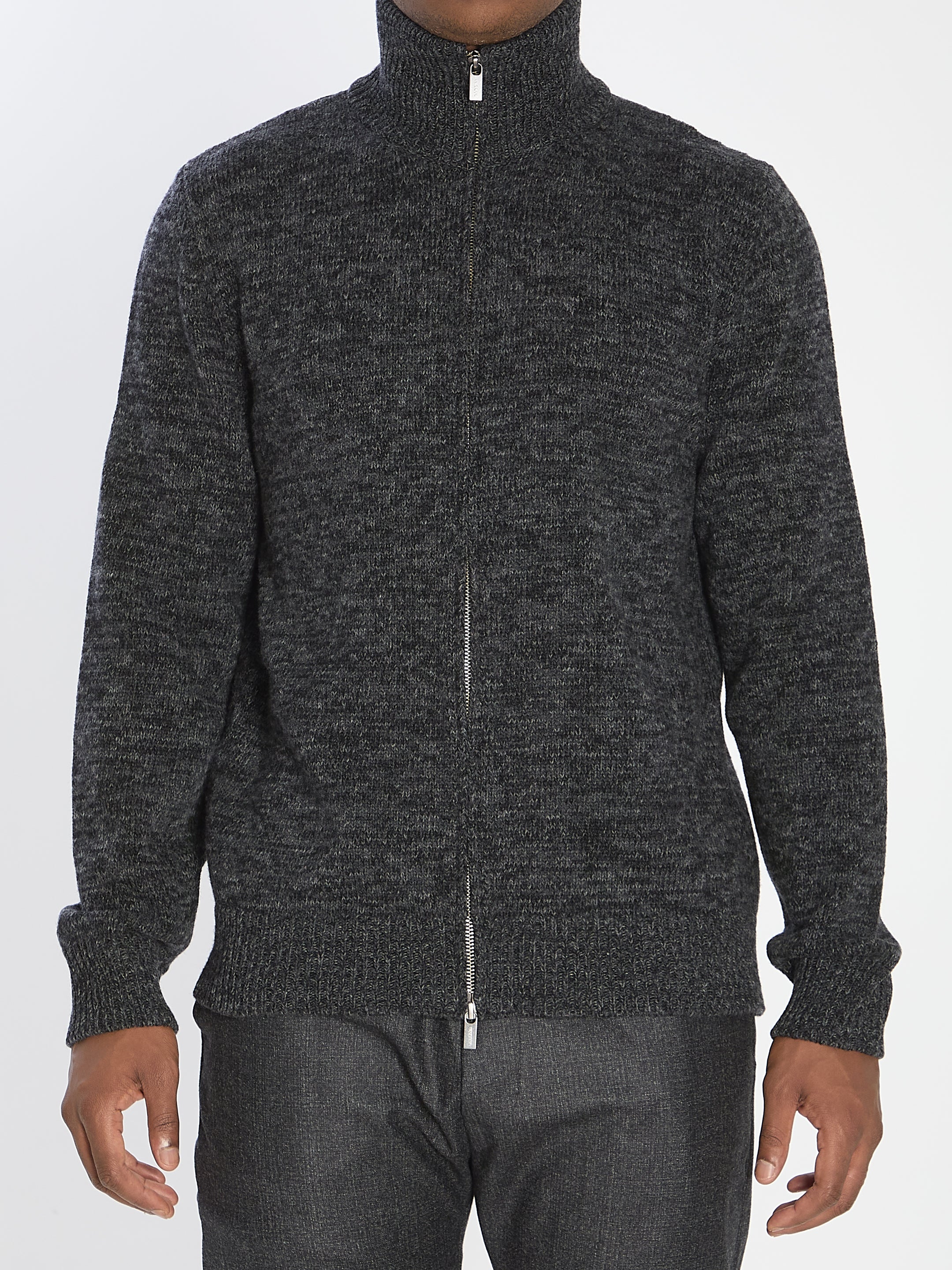 BARENA Regular Fit High Collar Knit Sweater with Zip Closure - FW25