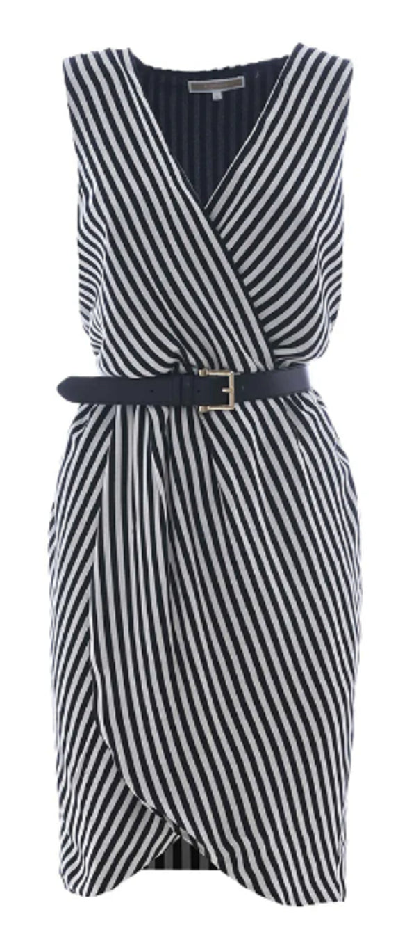 KOCCA Elegant Striped Mini Dress with Belt