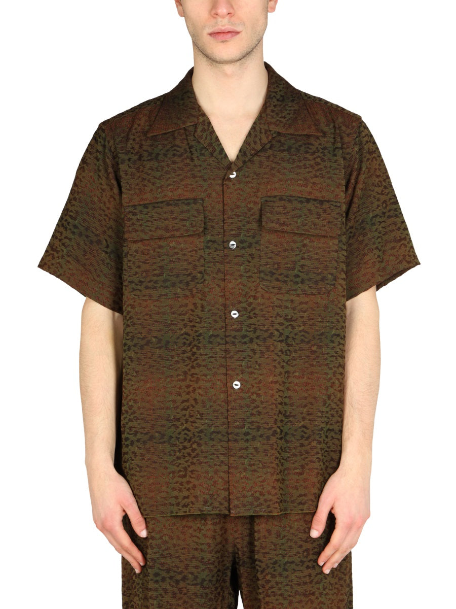 NEEDLES Mini Animal Print Bowling Collar Shirt