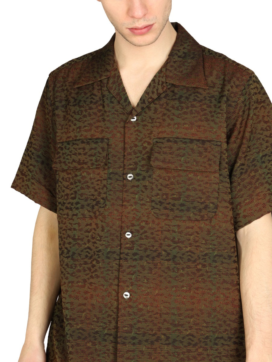 NEEDLES Mini Animal Print Bowling Collar Shirt