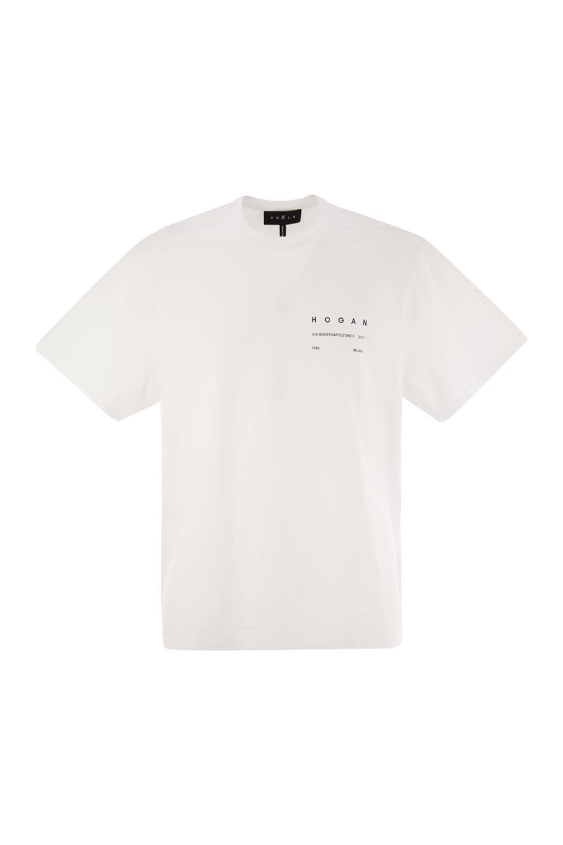 HOGAN Unisex Boxy Fit Crew-Neck T-Shirt with Logo Print