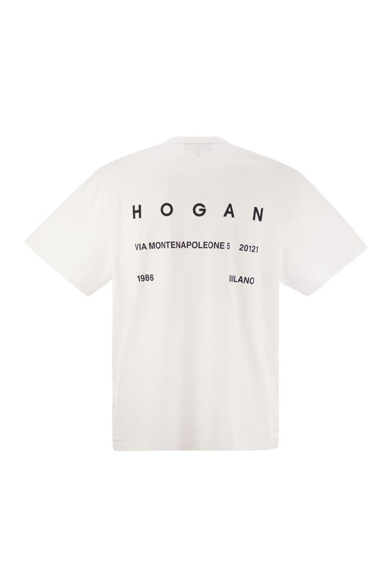 HOGAN Unisex Boxy Fit Crew-Neck T-Shirt with Logo Print