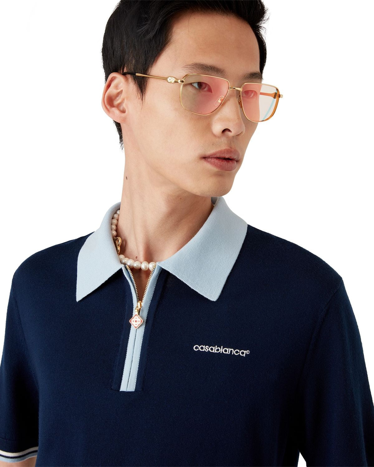 CASABLANCA Merino Wool Tennis Polo for Men