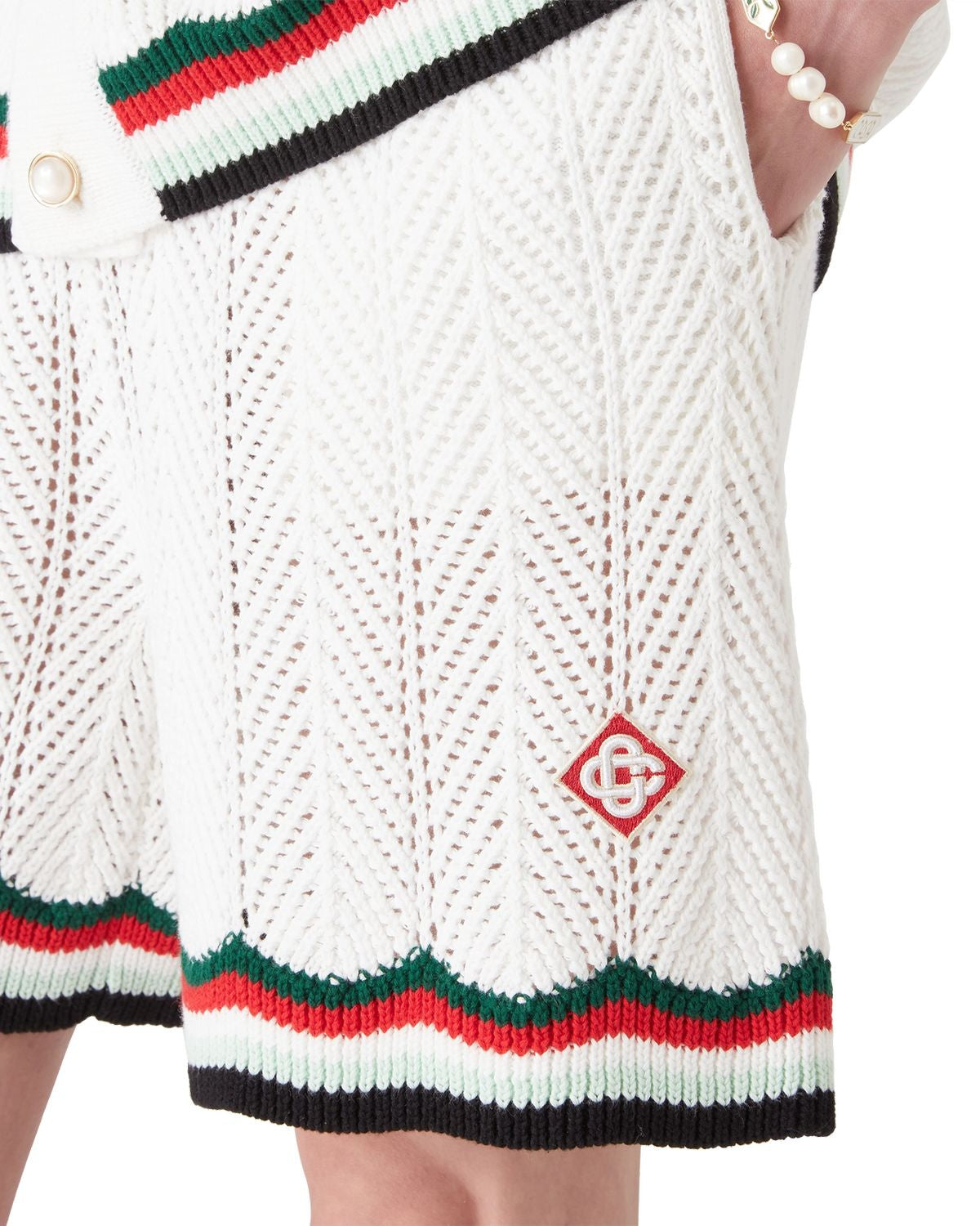 CASABLANCA Chevron Faux Crochet Mini Shorts for Men