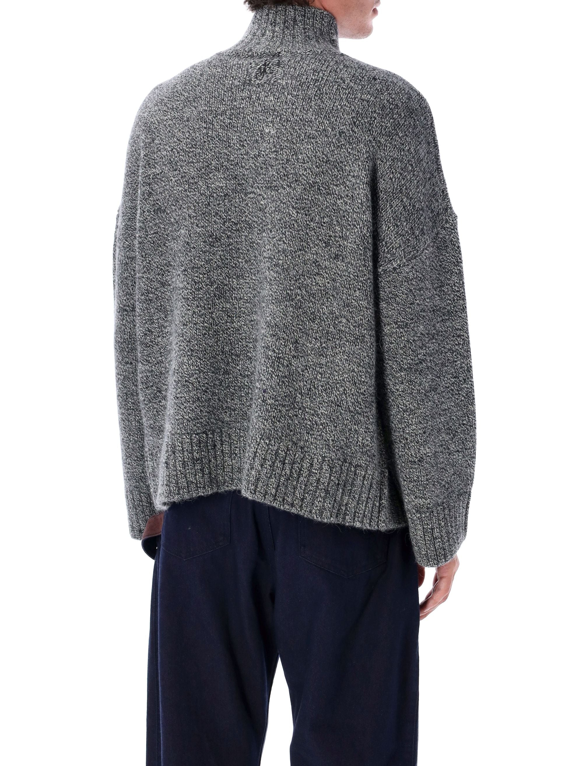 JW ANDERSON High Neck Knit with Leather Patch for Men