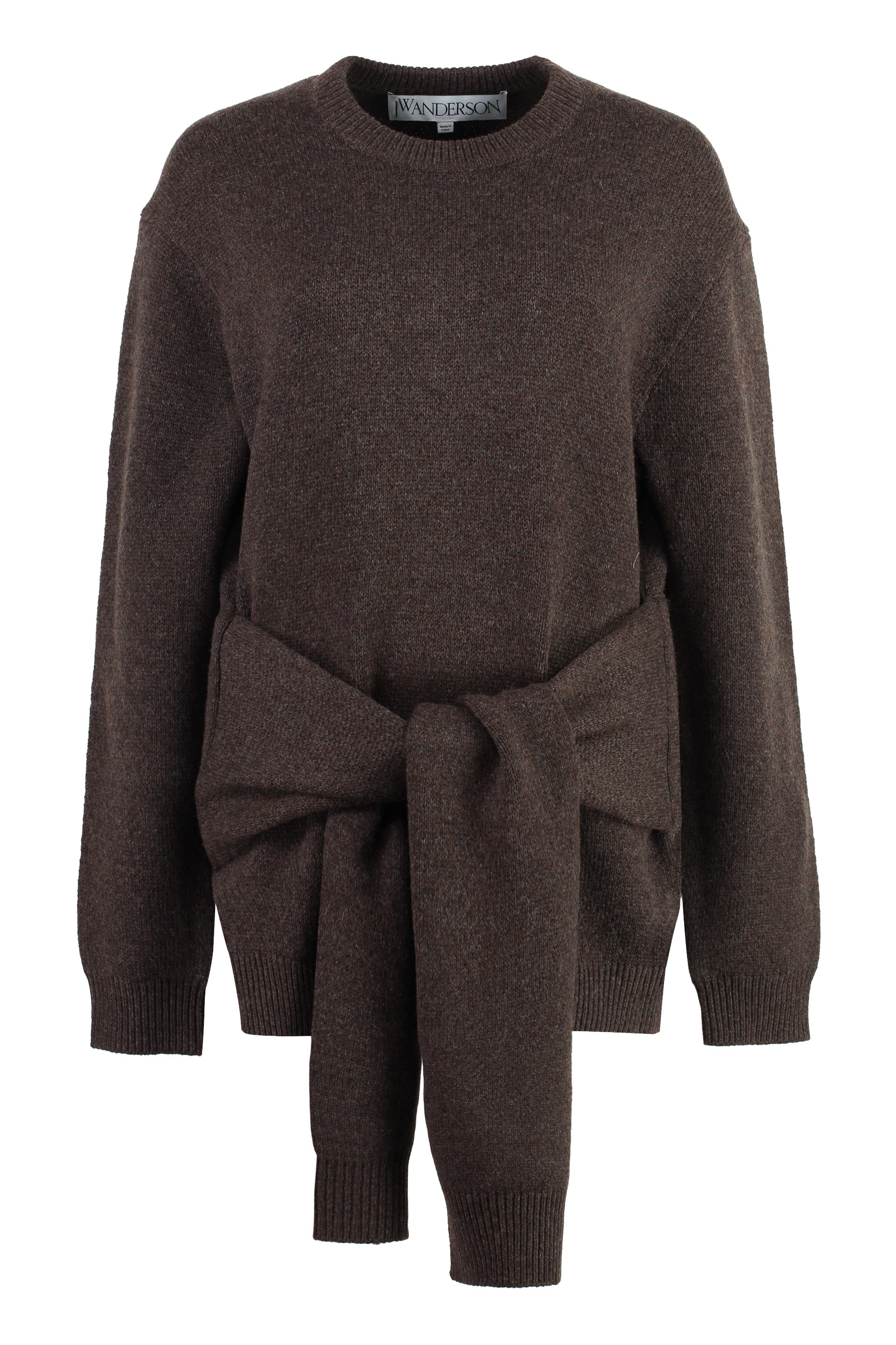 JW ANDERSON Long Sleeve Crew-Neck Sweater with Front Knot Detail