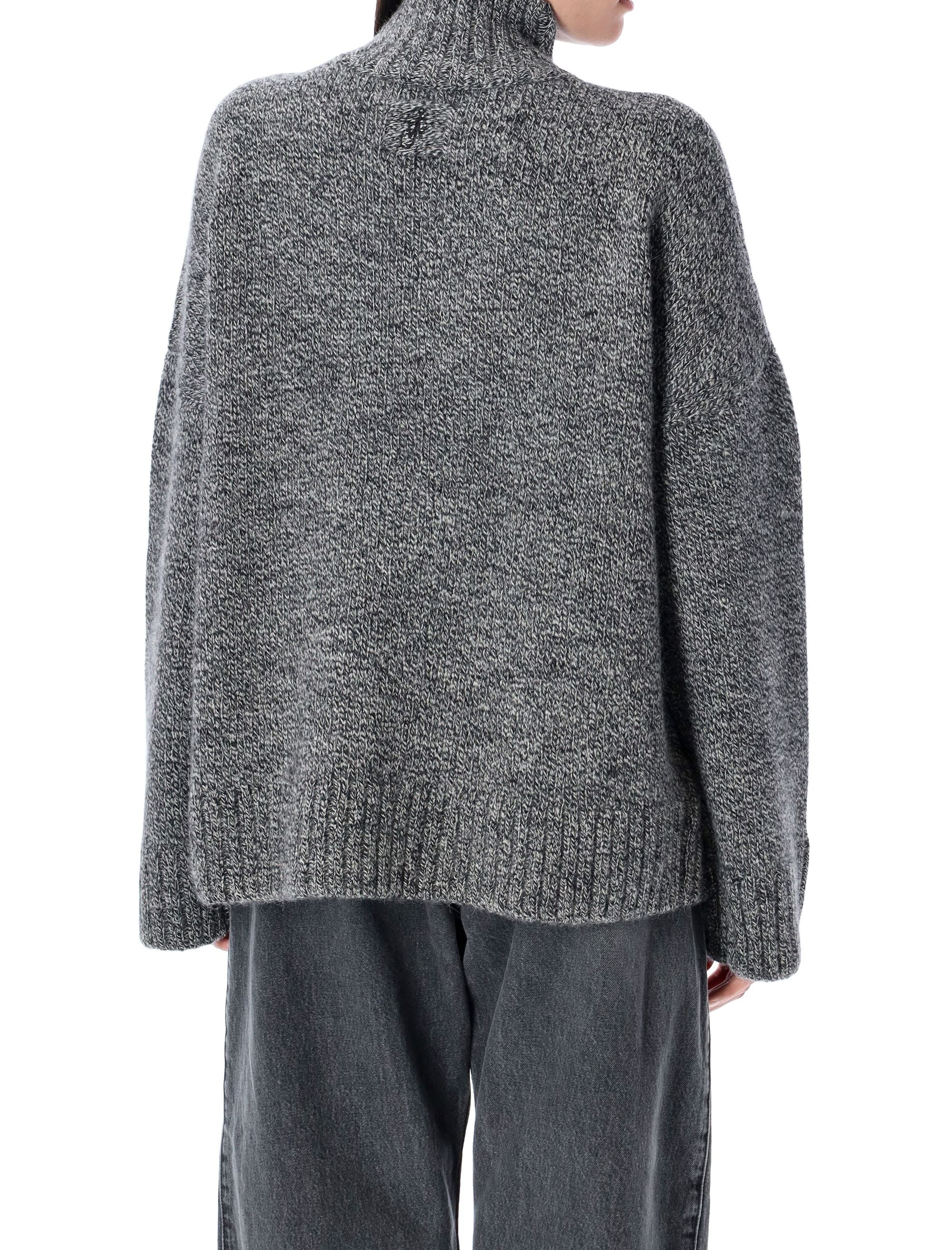 JW ANDERSON High Neck Knit Leather Patch Sweater