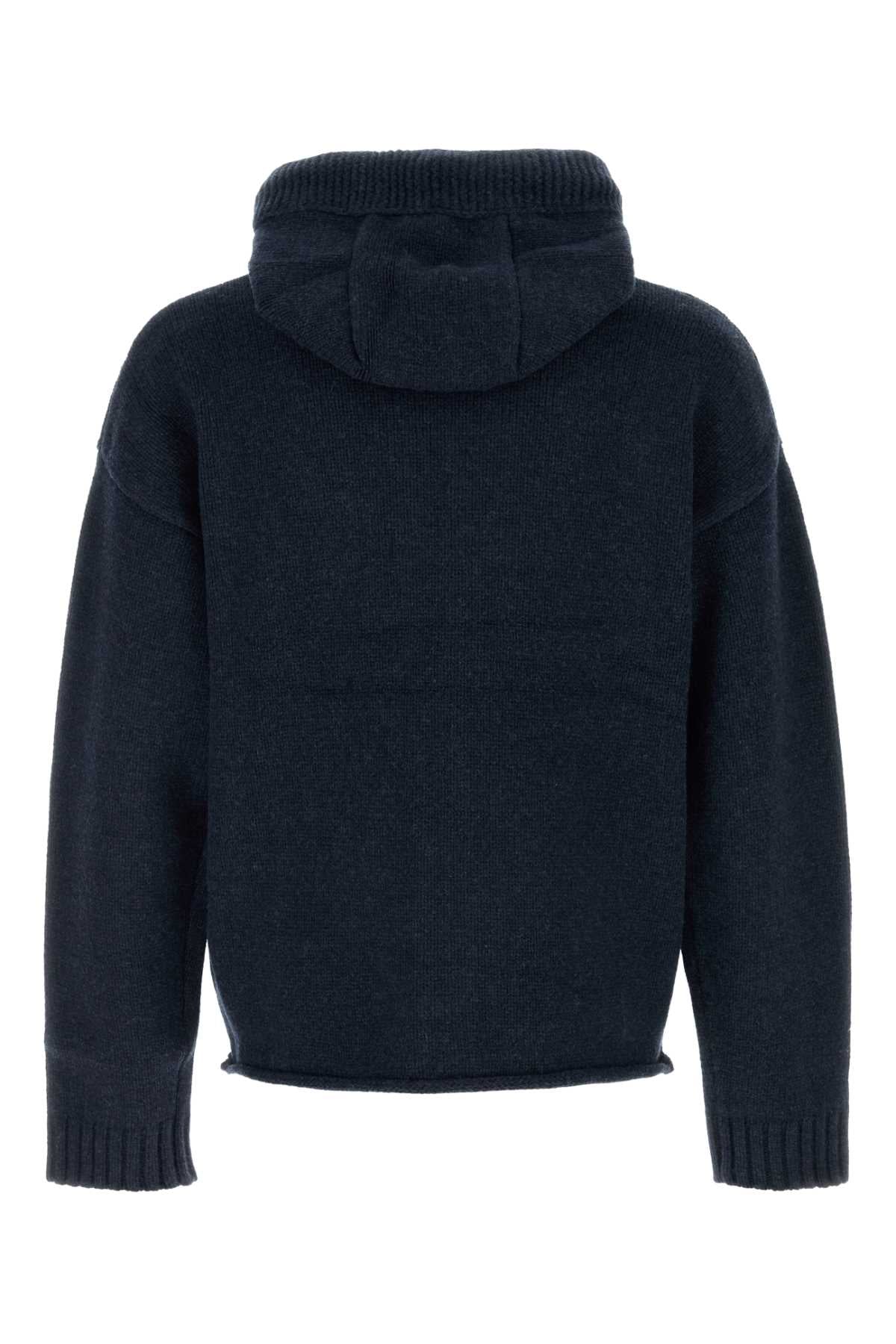 JW ANDERSON Wool Sweater with Anchor Embroidery and Zipped Hoodie
