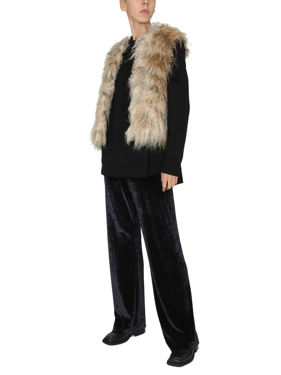 BECAGLI SINCE 1994 Mohair Fur Vest with Crossbar Front Closure