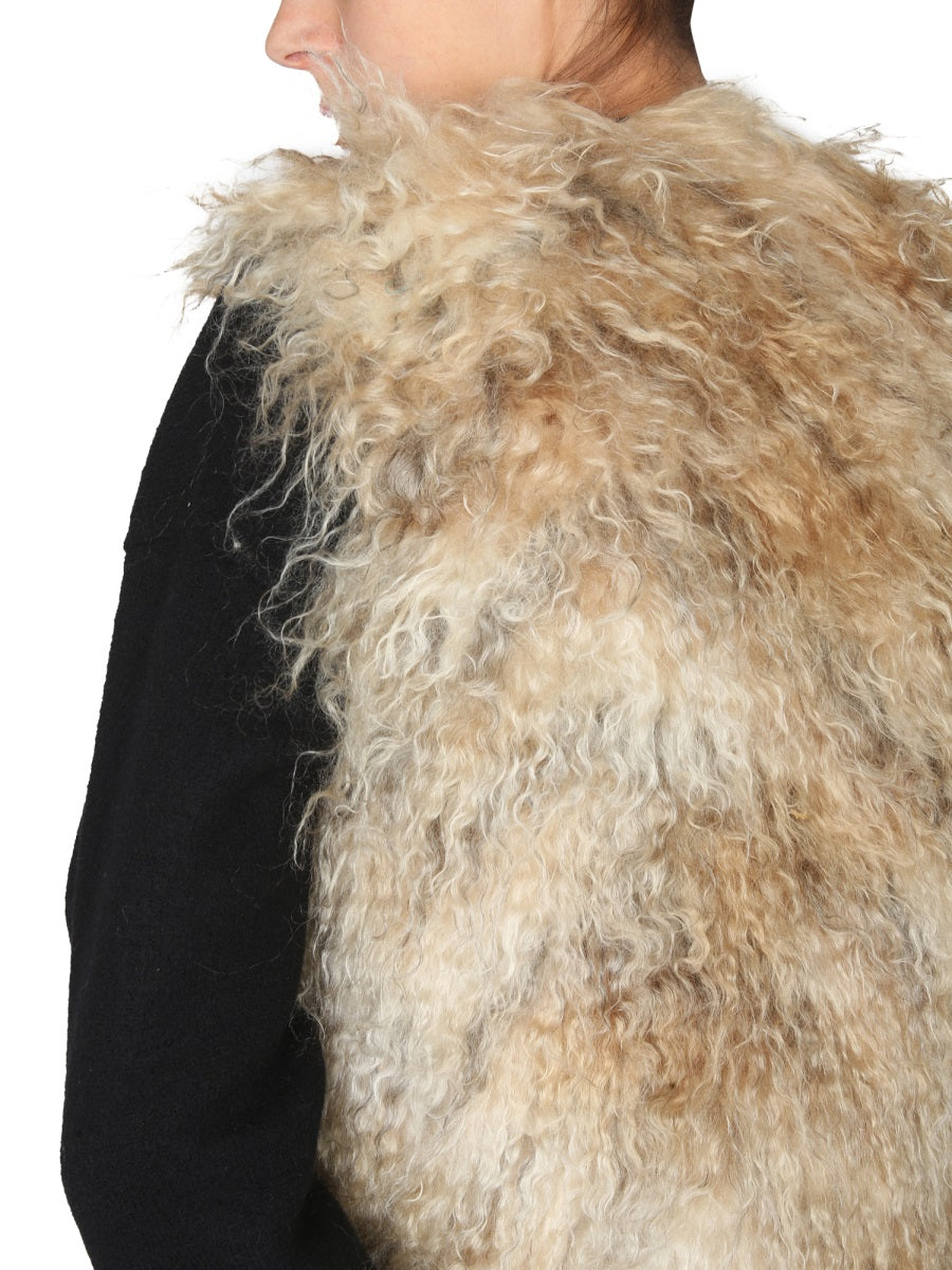 BECAGLI SINCE 1994 Mohair Fur Vest with Crossbar Front Closure