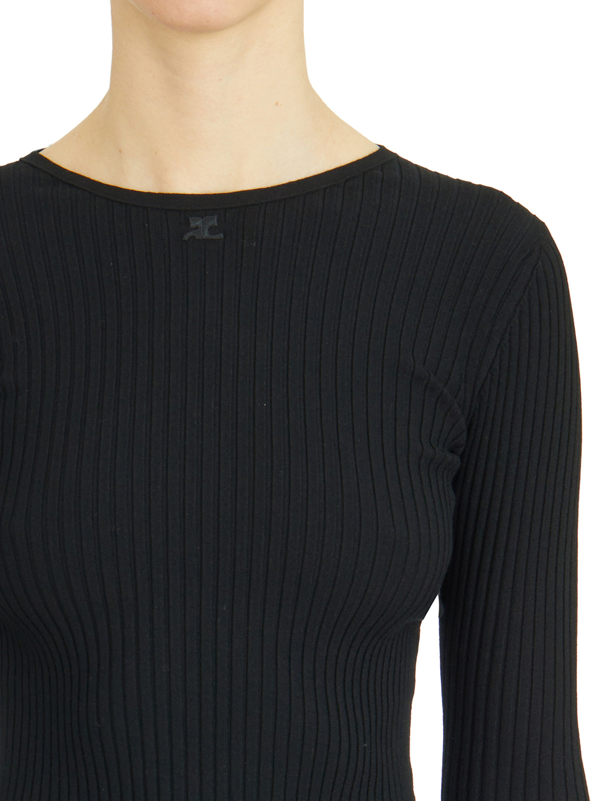 COURREGÈS Ribbed Viscose Sweater With Lingerie Detail - Size S