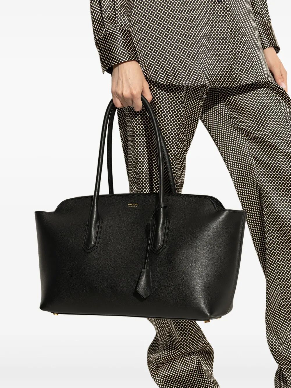 TOM FORD Large Natural Grain Leather Shoulder Handbag