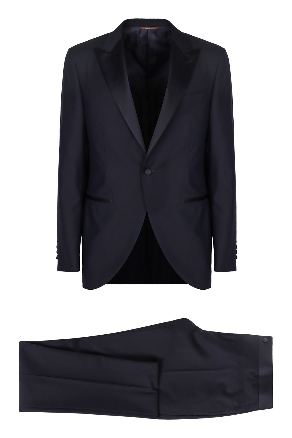 CANALI Men's Two-Piece Wool Suit with Satin Lapel - SS25