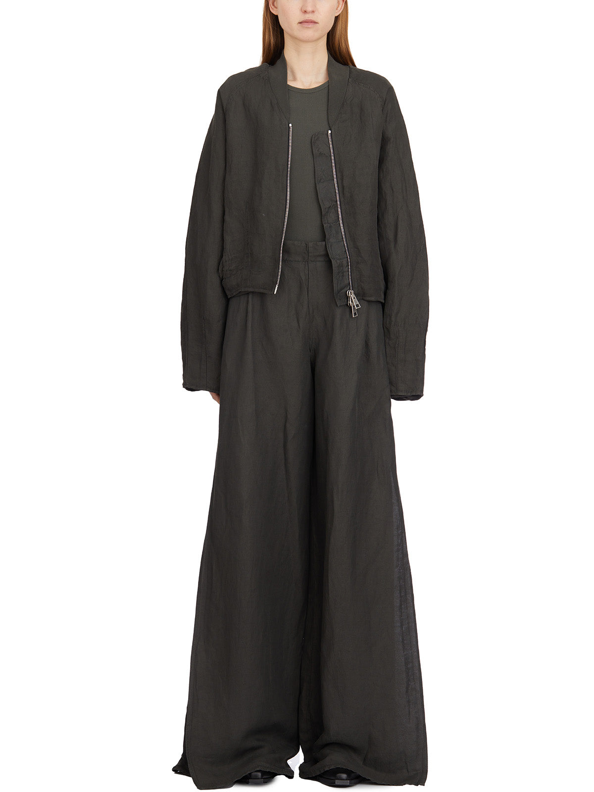 ANDREA YA'AQOV Oversized Linen and Cupro Bomber Jacket - Size S