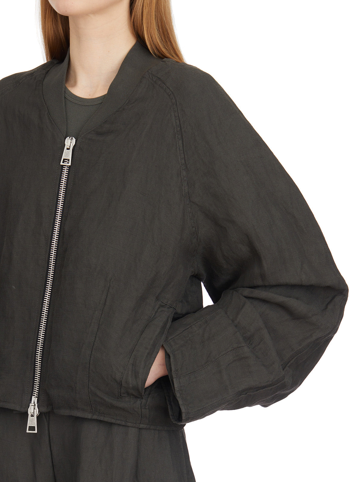 ANDREA YA'AQOV Oversized Linen and Cupro Bomber Jacket - Size S