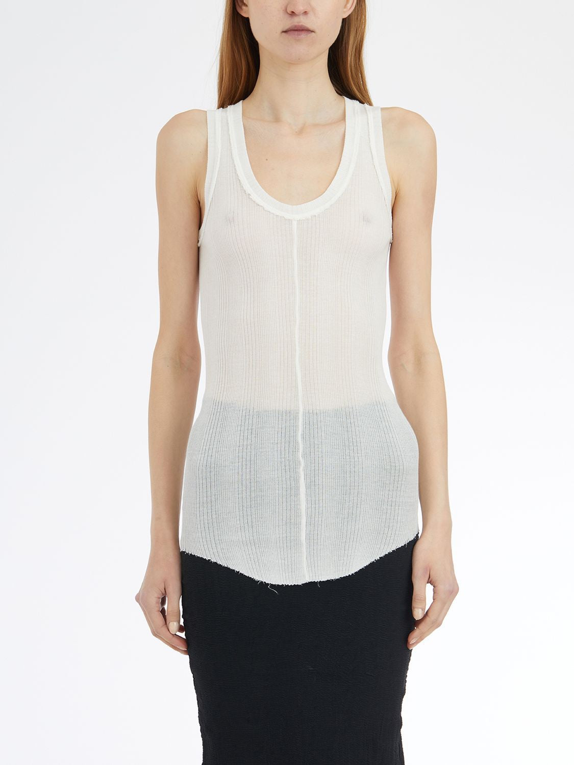 MARC LE BIHAN Vertical Ribbed Cotton Tank Top - Size 38