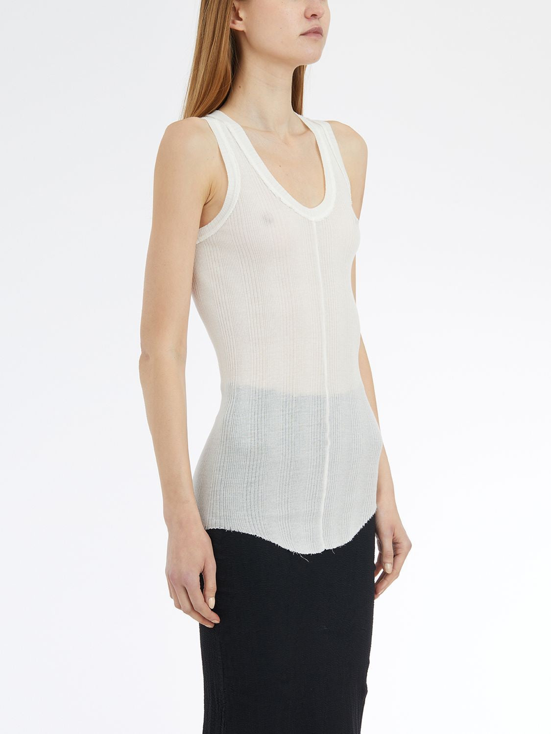MARC LE BIHAN Vertical Ribbed Cotton Tank Top - Size 38