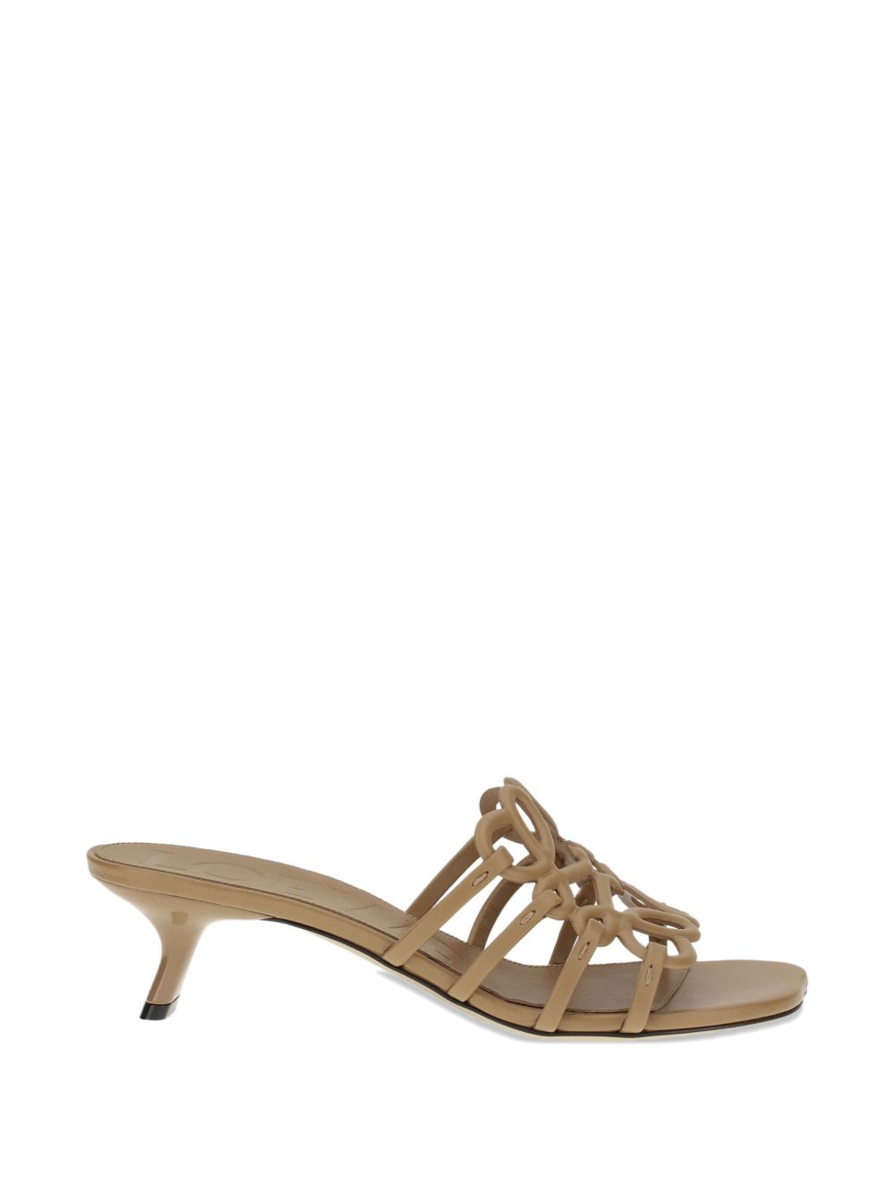 LOEWE Signature Anagram Leather Sandals with Kitten Heel