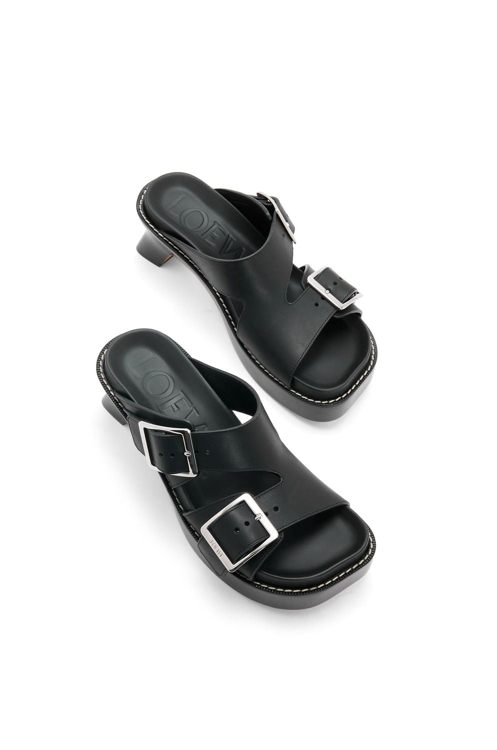 LOEWE Ease Leather Sandals with Sculpted Heel - 70mm